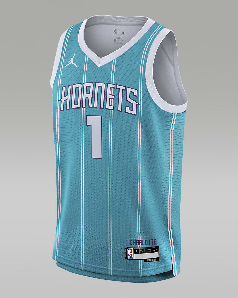 LaMelo Ball Charlotte Hornets Icon Edition Big Kids Jordan NBA Swingman Jersey. Nike